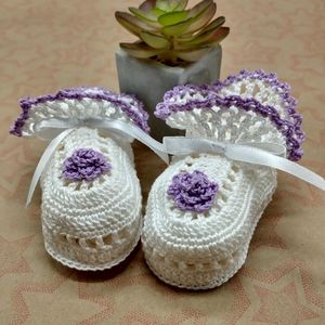 Handmade Crocheted Infant Girl Booties